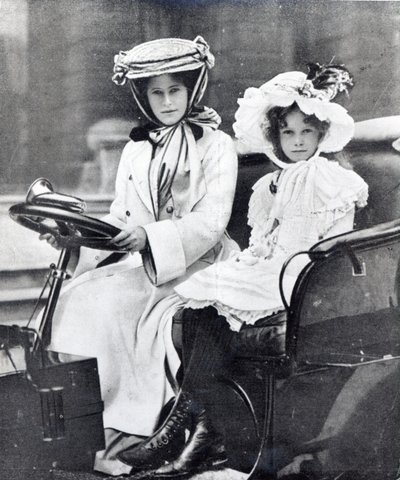 Millicent, Duchess of Sutherland and her daughter at the first meeting of the Ladies Automobile Club by English Photographer